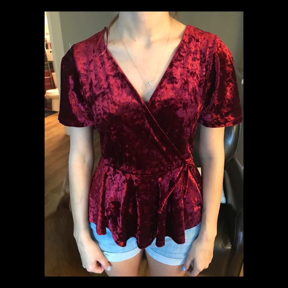 Velvet Peplum Blouse